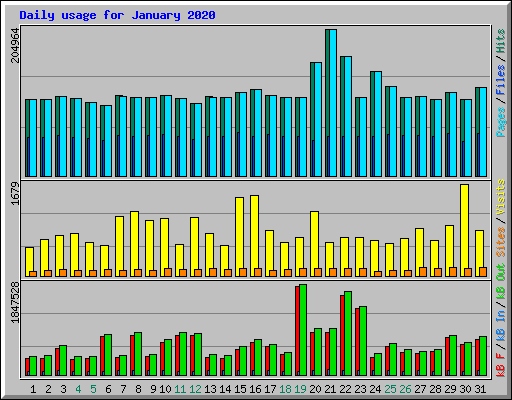 Daily usage for January 2020