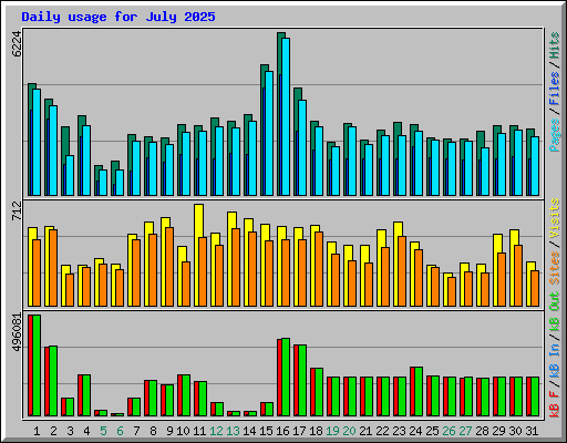 Daily usage for July 2025